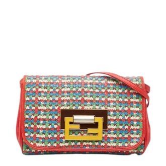 Fendi Pre-owned Cross Body Bags, female, Multicolor, Size: ONE SIZE Pre-owned Woven Leather Shoulder Bag