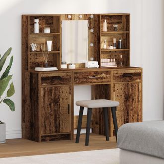 Berkfield Home Dressing Table Set Set of 3 Old Wood Engineered wood in Brown