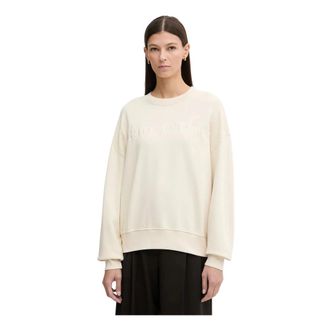 Marc O'Polo Hoodies & sweatvesten, Dames, Beige, M, Katoen, Geborduurd Sweatshirt