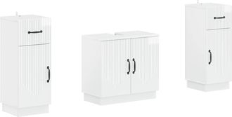 vidaXL Juego De Gabinete De Ba&ntilde;o De 2 Piezas Hoorn Blanco Brillante Vidaxl