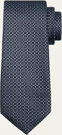 Ermenegildo Zegna Mens Small Geometric Silk Jacquard Tie