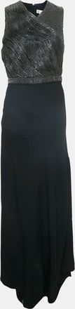 Carven Black Embellished Crepe Sans Manche Sleeveless Maxi Dress