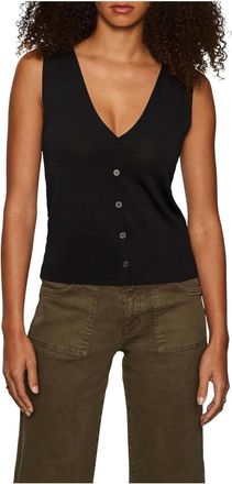 Sanctuary Knit Button Front Tank Top In Black