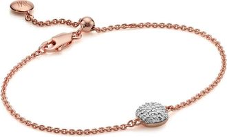 Monica Vinader Rose Gold Nura Mini Nugget Diamond Bracelet Diamond