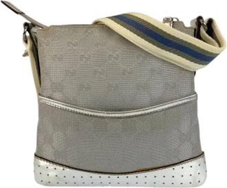 Gucci Pre-owned Cross Body Bags, female, Gray, Size: ONE SIZE Pre-owned GG Canvas Shoulder Bag