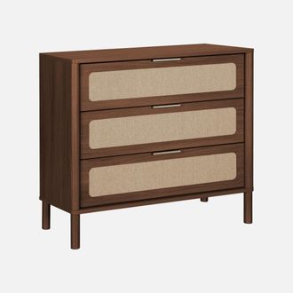 Sweeek C&oacute;moda Vintage De Madera Y Rejilla Con 3 Cajones
