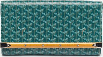 Goyard Monte Carlo Bois Green Goyardine Coated Canvas And Leather Clutch