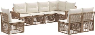 vidaXL Conjunto De Sof&aacute;s De Jard&iacute;n 8 Uds. Beige Y Blanco Crema Vidaxl