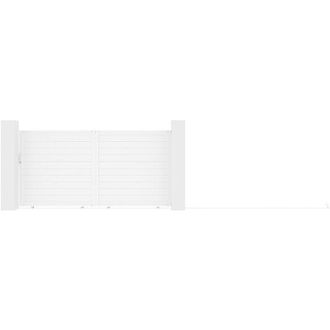 Vente-Unique Vente-unique - Cancello elettrico scorrevole L374 x H180 cm Alluminio pieno Bianco - nazario