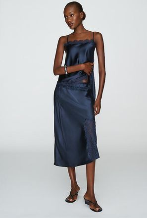 Damson Madder Elea Satin and Lace Midi Skirt