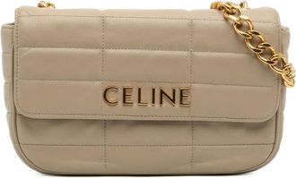 Celine Borsa a spalla in pelle di capra matelassè monocromatica con catena 2022 - Marrone