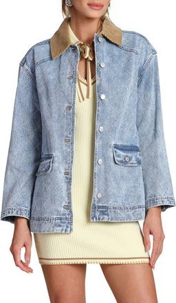 Avec Les Filles Diamond Quilted Denim Barn Jacket in Light Wash Diamond at Nordstrom, Size X-Small