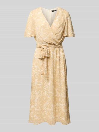 Lauren Ralph Lauren Knielanges Wickelkleid mit V-Ausschnitt Modell FILSEE in Sand, Gr&ouml;&szlig;e 42