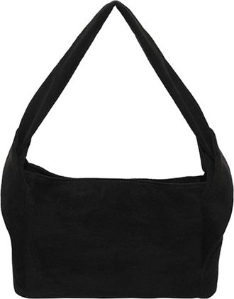 Generic Faux Suede Shoulder Bag Large Hobo Bags Commute Bag for Women Shopping (Black)