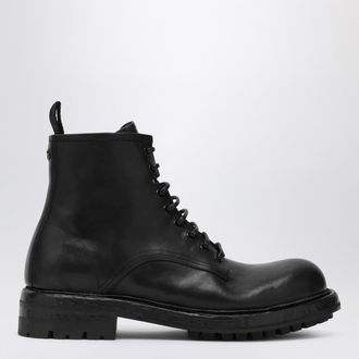 Dolce & Gabbana Black lace-up leather ankle boot
