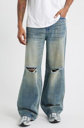 Rta Franco Ripped Wide Leg Jeans in Muddy Sky at Nordstrom, Size 31