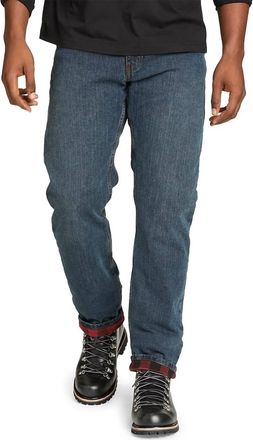 Eddie Bauer H2Low Flex Flannel Lined Straight Leg Jeans In Navy