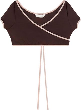 Palm Angels Brown Brown Contrasting Border Bikini Top