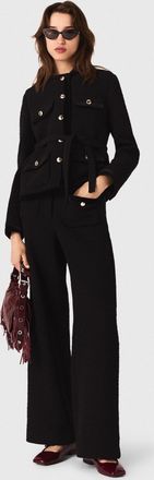 Maje Long Tweed Jacket - Black - Maje