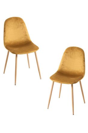 Regalos Miguel Packs Sillas Comedor - Pack 2 Sillas Teok Terciopelo - Amarillo
