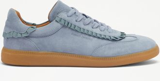 Russell & Bromley NORDIC RUFFLE Womens Blue Leather Thin Sole Sneakers