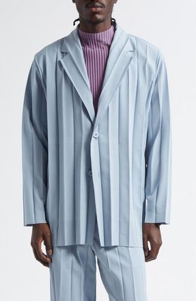 Homme Plissé Issey Miyake Edge Ensemble Pleated Single Breasted Blazer in Blue at Nordstrom, Size 1
