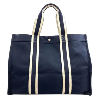 Herm&egrave;s Bora Bora Navy Canvas Tote Bag (Pre-Owned)