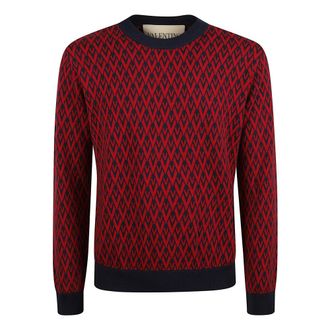 Valentino Garavani Geometric Pattern Crew Neck Jumper - male - Valentino Garavani - Round-neck Knitwear - Multicolor - L - Knitwear