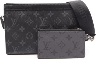 Louis Vuitton Black Gray Coated Canvas Handbag Shoulder Bag (Pre-Owned)