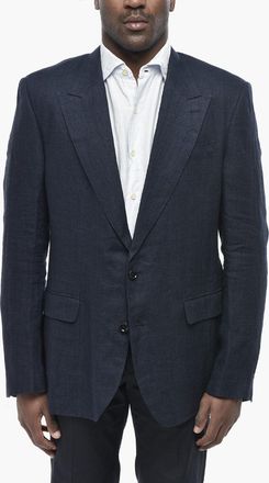 Dolce & Gabbana Blazer a 2 Bottoni in Lino con Rever a Lancia Dolce & Gabbana