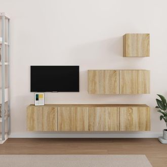 Berkfield Home 4 Piece TV Cabinet Set Sonoma Oak Engineered Wood in Brown