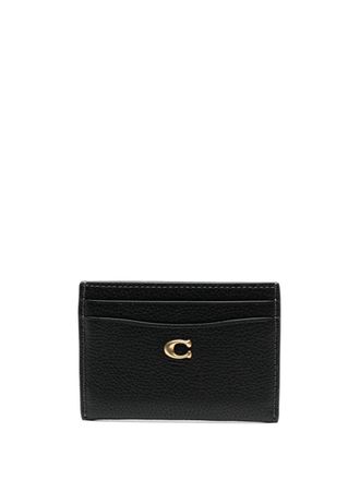 Coach logo-plaque leather cardholder - Black