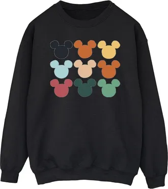 Disney Heren Mickey Mouse Hoofden Vierkant Sweatshirt (Zwart)