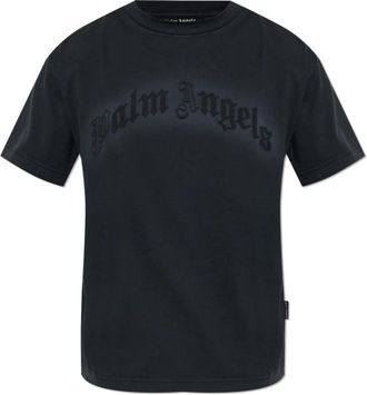 Palm Angels T-shirt met logo - Heren - T-shirts - Zwart - M - Katoen - Tops