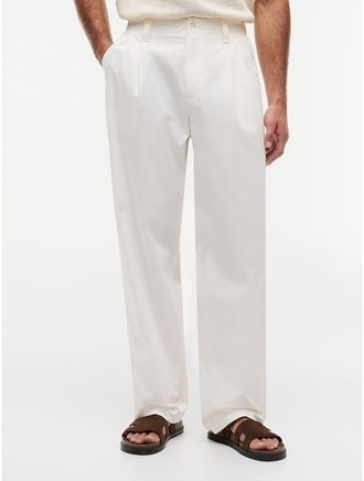 Tommy Hilfiger Mens Loose Fit Pleated Paper-Touch Pant - White - 32W x 32L