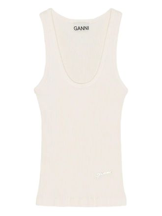 Ganni ribbed tank top - women - Fabric - M - White