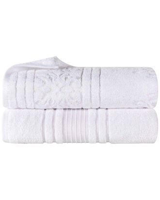 Superior Set Of 2 Sadie Zero Twist Cotton Jacquard Floral Absorbent Bath Sheets