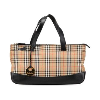 Burberry Pre-owned Tote Bags, female, Brown, Size: ONE SIZE Pre-owned Haymarket Check Canvas Tote