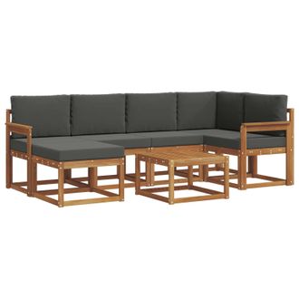 vidaXL Conjunto De Sof&aacute;s De Exterior 7 Pcs Natural Y Antracita Vidaxl