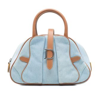 Dior Pre-owned Dior Mini Denim Double Saddle Bowler Bag MA-0021