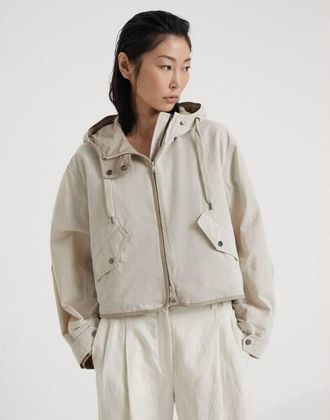 Brunello Cucinelli Light Beige Cotton Jacket, Brand Size 44 (US Size 10)