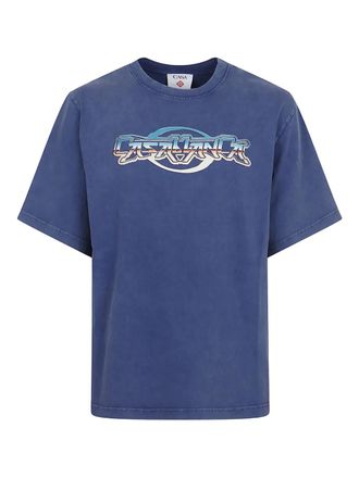 Casablanca logo-print cotton T-shirt - men - Cotton - M - Blue