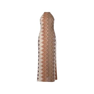 MC2 Saint Barth Tony Sea Wave Long Dress - Dames - Maxi kleedjes - Bruin - M - Katoen - Kleedjes