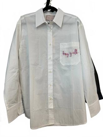 Lingua Franca Womens Custom hey Yall Oversized Cotton Shirt In White