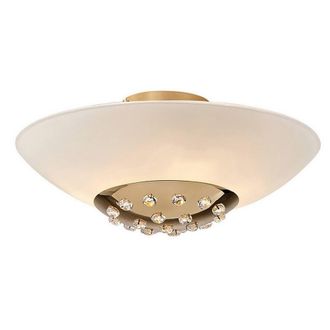 Netlighting Amada Flush Ceiling 6 Light G9 French GoldOpal White Glass in Gold
