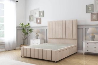 Sloomy California Naples Divan Base 2 Drawers -54 Headboard-12 Footboard in Light Sand | Size: Double
