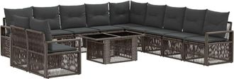 vidaXL Conjunto De Sof&aacute;s De Jard&iacute;n 12 Uds. Gris Y Gris Oscuro Vidaxl