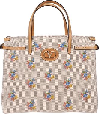 Valentino Garavani Tote Bags, female, Beige, Size: ONE SIZE Antibes Small Canvas Shopping Bag