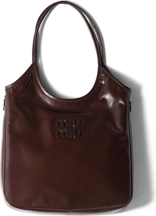 Miu Miu Ivy Leather Bag, Woman, Dark Brown