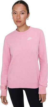 Nike Sportswear Club Fleece Crew Neck Sweatshirt Womens Sweatshirt Elemental Pink/Heather/White : XS (US 0-2), Cotton/Fleece/Polyester